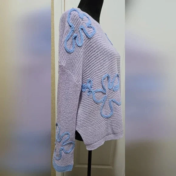 EASEL Flower Patterned Knit Sweater Tunic #334-338 - Picture 9 of 10